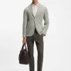 Slim-Fit-Jacke aus gemusterter Baumwollmischung