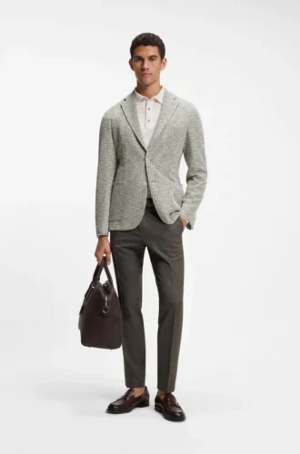 Slim-Fit-Jacke aus gemusterter Baumwollmischung