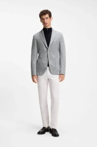 Slim-Fit-Jacke aus gemusterter Baumwollmischung