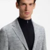 Slim-Fit-Jacke aus gemusterter Baumwollmischung