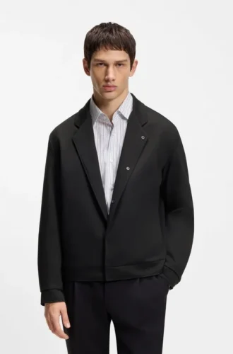 Slim-Fit-Jacke aus Jersey aus Baumwollmischung