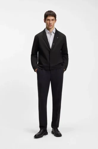 Slim-Fit-Jacke aus Jersey aus Baumwollmischung