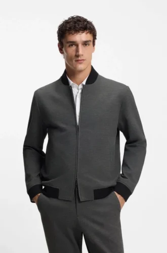 Slim-Fit-Jacke aus knitterfreiem Stoff