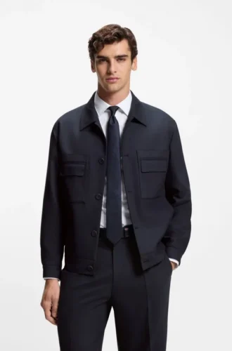 Slim-Fit-Jacke aus knitterfreiem Twill