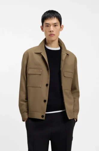 Slim-Fit-Jacke aus knitterfreiem Twill