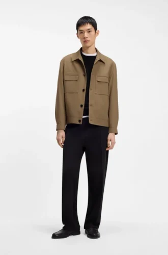 Slim-Fit-Jacke aus knitterfreiem Twill