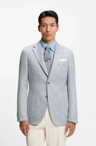 Slim-Fit-Jacke aus Leinen, Seide und Baumwolle
