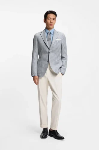 Slim-Fit-Jacke aus Leinen, Seide und Baumwolle