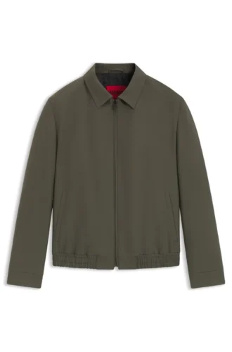 Slim-Fit-Jacke aus Popeline mit Wollanteil