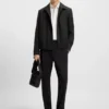 Slim-Fit-Jacke aus Popeline mit Wollanteil