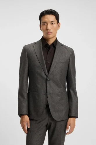 Slim-Fit-Jacke aus Schurwolle mit feinem Muster