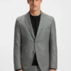 Slim-Fit-Jacke aus Schurwolle mit feinem Muster