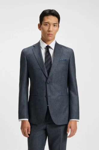 Slim-Fit-Jacke aus Schurwolle mit feinem Muster