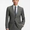 Slim-Fit-Jacke aus Schurwolle mit feinem Muster