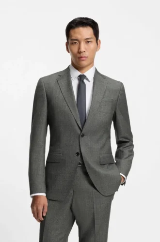 Slim-Fit-Jacke aus Schurwolle mit feinem Muster