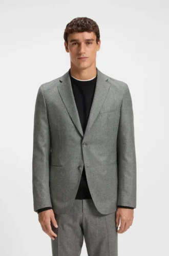 Slim-Fit-Jacke aus Schurwolle mit feinem Muster