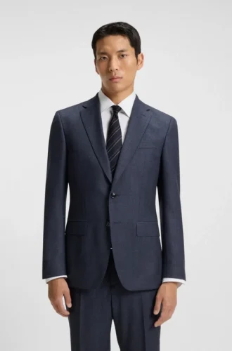 Slim-Fit-Jacke aus Schurwolle mit feinem Muster