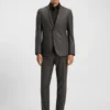 Slim-Fit-Jacke aus Schurwolle mit feinem Muster