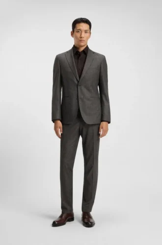 Slim-Fit-Jacke aus Schurwolle mit feinem Muster