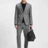 Slim-Fit-Jacke aus Schurwolle mit feinem Muster