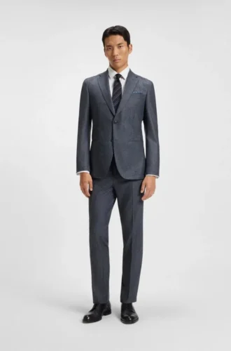 Slim-Fit-Jacke aus Schurwolle mit feinem Muster