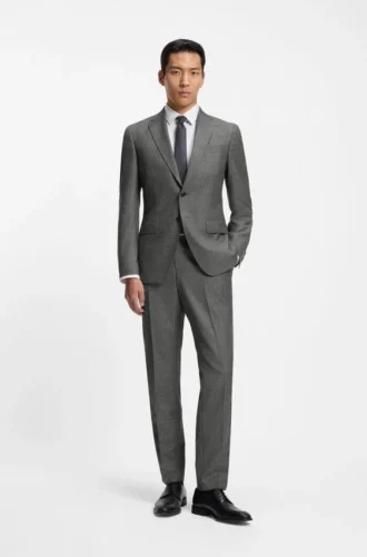 Slim-Fit-Jacke aus Schurwolle mit feinem Muster