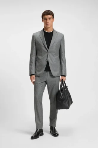 Slim-Fit-Jacke aus Schurwolle mit feinem Muster