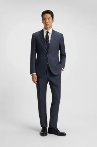 Slim-Fit-Jacke aus Schurwolle mit feinem Muster