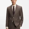Slim-Fit-Jacke aus Schurwolle, Seide und Leinen