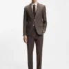 Slim-Fit-Jacke aus Schurwolle, Seide und Leinen