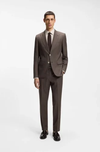 Slim-Fit-Jacke aus Schurwolle, Seide und Leinen