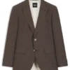 Slim-Fit-Jacke aus Schurwolle, Seide und Leinen