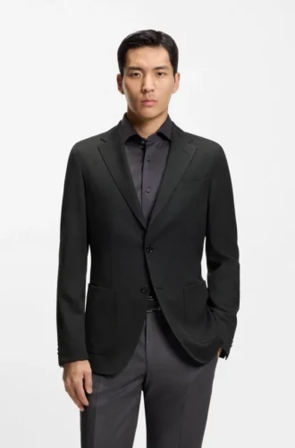 Slim-Fit-Jacke aus Schurwolle und Seide