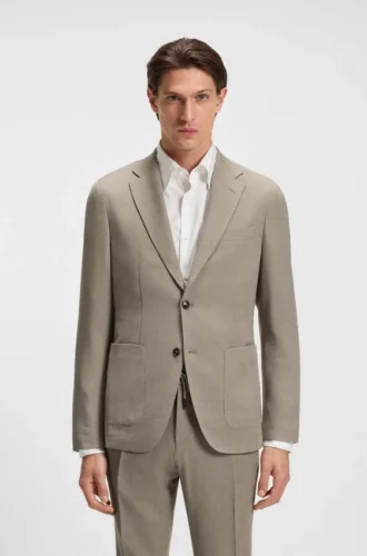 Slim-Fit-Jacke aus Schurwolle und Seide