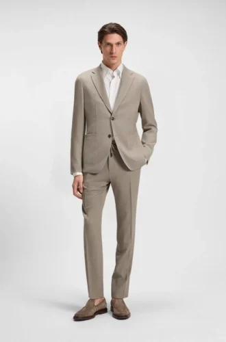 Slim-Fit-Jacke aus Schurwolle und Seide