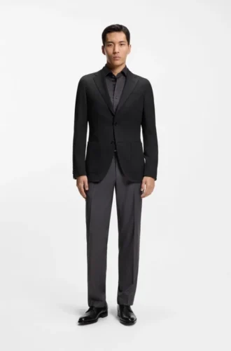 Slim-Fit-Jacke aus Schurwolle und Seide