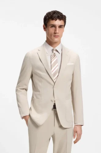 Slim-Fit-Jacke aus Seersucker in Wollmischung