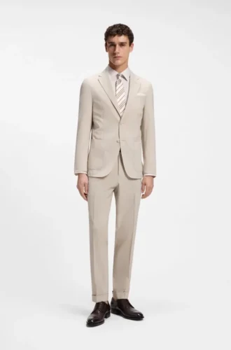 Slim-Fit-Jacke aus Seersucker in Wollmischung