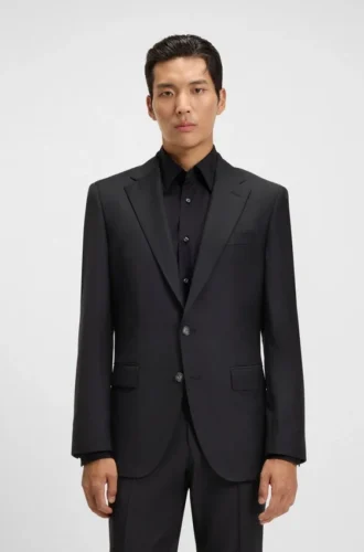 Slim-Fit-Jacke aus Stretchwolle