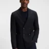 Slim-Fit-Jacke aus Stretchwolle mit feinem Muster