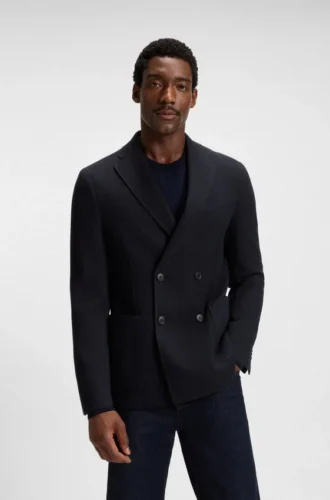 Slim-Fit-Jacke aus Stretchwolle mit feinem Muster