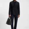 Slim-Fit-Jacke aus Stretchwolle mit feinem Muster