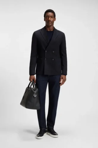 Slim-Fit-Jacke aus Stretchwolle mit feinem Muster