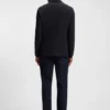 Slim-Fit-Jacke aus Stretchwolle mit feinem Muster