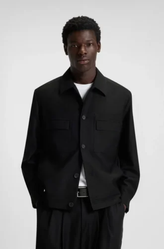 Slim-Fit-Jacke aus Twill aus Wollmischung