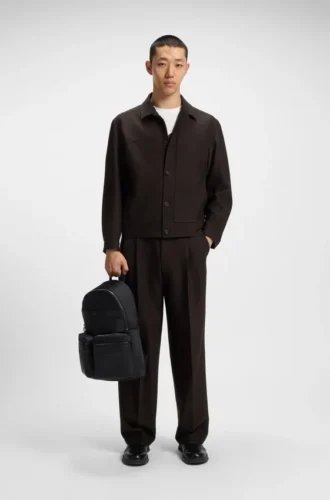 Slim-Fit-Jacke mit Fischgrätenmuster aus Performance-Stretch-Stoff
