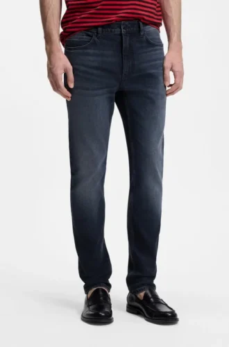Slim-Fit-Jeans aus dunkelblauem Stretch-Denim