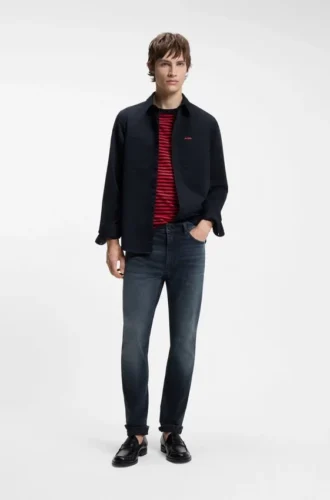Slim-Fit-Jeans aus dunkelblauem Stretch-Denim