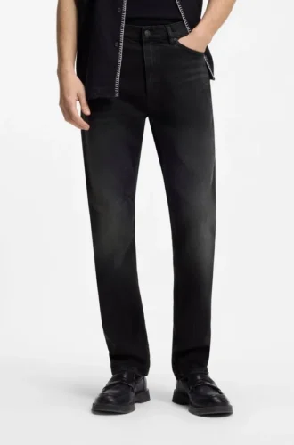 Slim-Fit-Jeans aus dunkelgrauem Comfort-Stretch-Denim