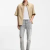 Slim-Fit-Jeans aus grauem Denim im Used-Look